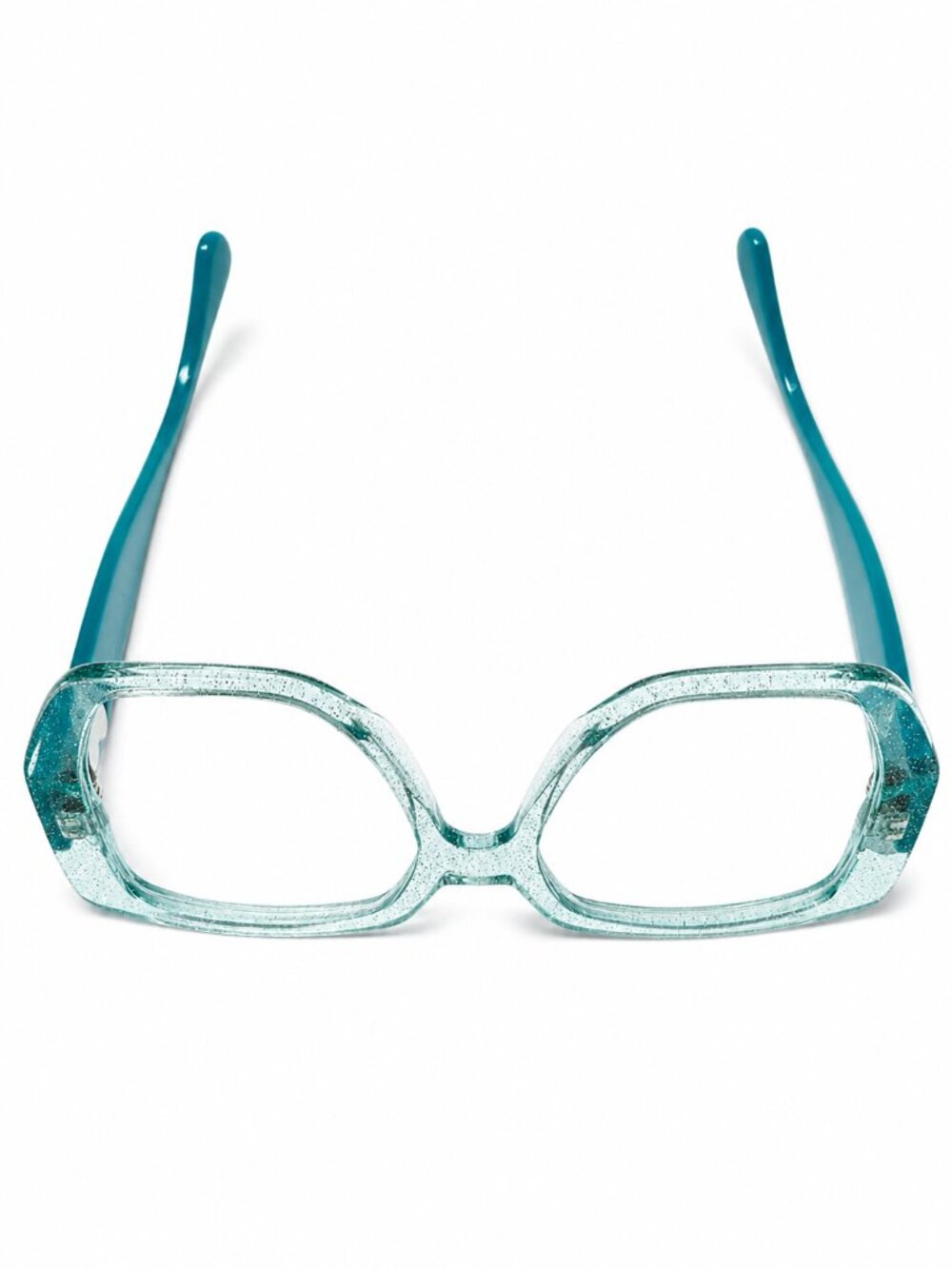 Heart Accent Glitter Aqua Crystal Eyeglass Frames 53-18-145 - Picture 8 of 10